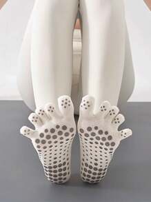 1/2/3 pares de calcetines de barco de yoga de unicolor para mujer, calcetines profesionales de cinco dedos que absorben la humedad y antideslizantes para pilates, calcetines de otoño