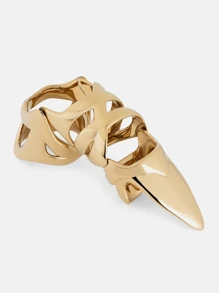 1pc Solid Retro Street Fashion Punk Zinc Alloy Finger Ring With Embedded Pearl Knuckle Biker Armor Joint Protective Jewelry For Men & Women, All Season