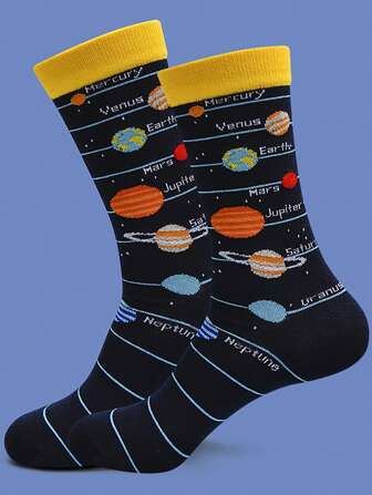 1 par de calcetines de media caña con diseño creativo y de moda, unisex, para otoño