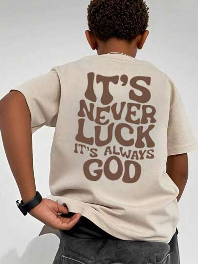 A Collection Ofschildren's Casual Printed Round Neck Pullover Short-Sleeved T-Shirts For Summer Students - Natural T-Shirts For Every Young Explorer Kids Clothes Boys Graphic Tees