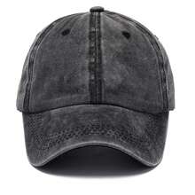 1pc Casual Street Style Unisex Washed Solid Color Vintage Baseball Cap - Dark Grey - View 7