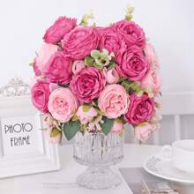 1/2pcs Artificial Rose Bouquet - Premium Real Touch Roses For Wedding/Valentine's Day, DIY Bridal Bouquet & Home Decor, Romantic Centerpiece For Party/Mother's Day Gift (Deep Red/Blush Pink)