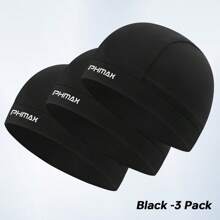 3 pezzi/1 pezzo Cappelli leggeri e traspiranti con design a teschio PHMAX, cappelli da sole da ciclismo estivi, adatti per la corsa, colore nero
