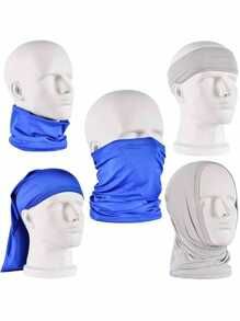 4 件套颈围面罩，透气防紫外线防风，适用于滑雪、钓鱼、徒步旅行、骑自行车、拉法帽颈部保暖头带吸汗头饰，防尘、防晒、防风 - 彩色 - 查看 5
