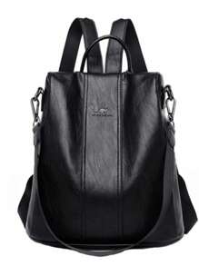 Vintage Soft Leather Anti-Theft Backpack High Capacity Kangaroo Shoulder Bag - 黑色 - 查看 1