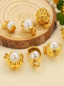 1PC Stainless Steel Fashion Casting Can Rotate Faux Pearl Pendant Gold Plated DIY Necklace Pendant Accessories Fashion Accessories