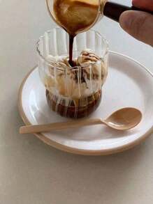 1pc/ Lovely Wind Premium Milk Coffee Cup Juice Cup Niche Cup Striped Breakfast Cup Coffee Cold Drink Cup - Glass - View 1