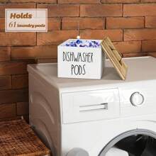 1 pieza Caja de almacenamiento para cápsulas de detergente para lavavajillas con estilo rústico, organizador para cápsulas y pastillas de detergente que ahorra espacio, adecuado para la lavandería, el baño y la organización del hogar