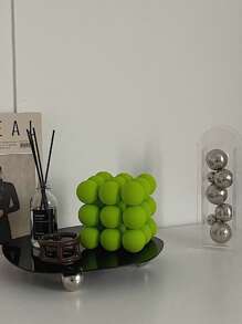 1pc Ins Style Geometric Acrylic Fragrance Holder Stand, Luxury Black Mirror Moon Tray Decoration Item