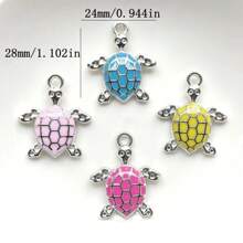 10 piezas Colgantes de tortuga de 28x24mm de acrílico de colores para hacer joyas DIY, descubrimientos, pulseras y accesorios de pendientes