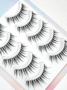 10 piezas/5 pares de pestañas postizas de lujo con estilo tailandés, pestañas postizas naturales y transparentes de tira completa, fibras sutiles de dibujos animados para principiantes, apariencia súper natural
