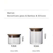 40ml/80ml Mini Glass Storage Jar With Bamboo Lid, Tea Canister, Airtight Glass Jar With Soft Cork Lid, Coffee Bean & Dry Fruit Storage Containers, Suitable For Home Kitchen, Living Room, Organic Food Storage