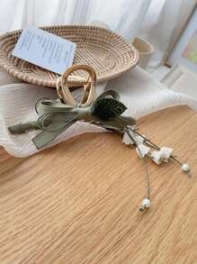 法式乡村风格森林系铃兰花流苏夹，1 个仙女发饰在脑后，适合日常佩戴，优雅发夹适合户外休闲、约会和派对作为礼物发夹爪夹发夹发夹发夹发夹发夹秋冬发饰女士蝴蝶结度假装女士