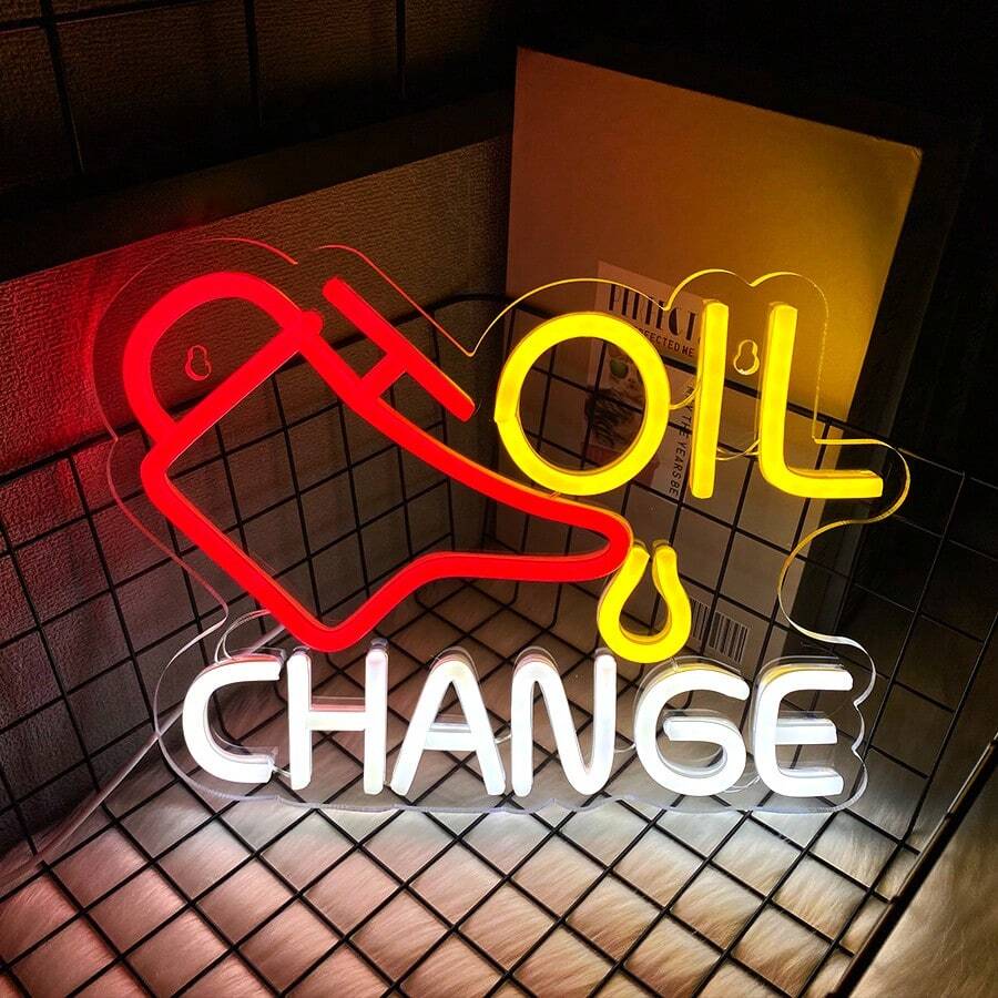 Oil Change Neon Sign Garage Car LED Signs For Wall Decor Automobile Repair Shop Man Cave Auto Room Workshop Garage Accessories USB Powered - Multi-color light - View 1