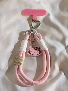 3D KT Cat Rotating Lock Braided Wrist Strap, Suitable For Universal Phone Cases DIY, Phone Accessories, Portable Keychain, Earphone Cartoon Cute Pendant Lanyard For Japanese/Korean/ Girls