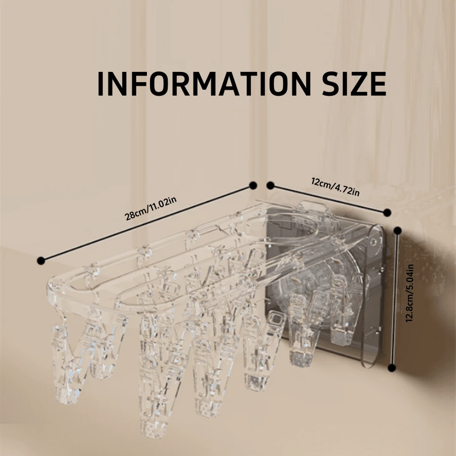 1 件装吸盘式晾衣架，可折叠衣架带夹子，壁挂式，用于晾晒袜子、内衣、浴室 - 彩色 - 查看 1