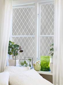 1 Roll Plaid Window Film, Frosted Privacy Window Film, Decorative Glass Film, Vinyl Film, Suitable For Bathroom, Office, Home, Non-Adhesive, Anti-UV, 17.53*118in Bathroom Accessories