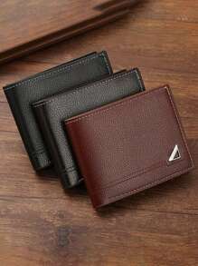 1-3 件/套男士 PU 皮革短钱包，时尚格子软钱包，大容量多卡槽，可存放大额钞票，简易硬币袋，信用卡银行卡身份证照片槽，商务休闲风格，是男士生日或伴侣的理想礼物，男女青年时尚风格大容量多卡槽，商务休闲风格，生日礼物，毕业礼物，父亲节礼物