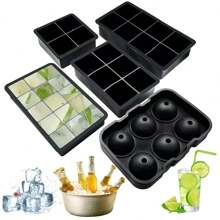 1 件装硅胶冰格模具，带盖，立方体和球体多腔冰块模具