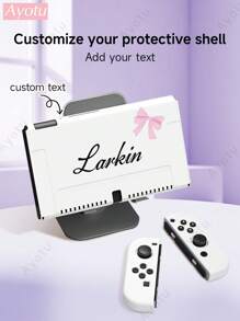 1pc Customizable Bow Pattern & Name Design Protective Case Compatible With Nintendo Switch/Switch OLED/Switch Lite, Soft TPU Protective Shell Compatible With Switch Console, Switch Game Console Accessories, Switch Joy-Con Accessories, Can Charge With Dock Without Removing Case, Ideal Gift For Students, Colleagues, Friends, New Year, Back To School - With Bow Style - View 2