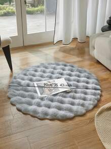 1 pieza Alfombra redonda de felpa con burbujas de estilo nórdico de color gris, suave, que no suelta pelusa, fácil de limpiar, adecuada para dormitorio, sala de estar, decoración del hogar y para todas las estaciones