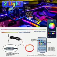 FILIPLI 通用汽车内饰亚克力灯氛围灯2灯22灯64色车内幻彩装饰氛围灯256色LED车内隐藏灯条氛围灯汽车霓虹灯