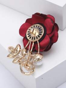 1 pieza Broche con flor de tela y metal, adecuado como accesorio para vestidos