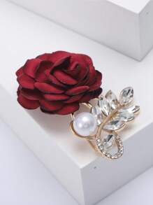 1 pieza Broche con flor de tela y metal, adecuado como accesorio para vestidos