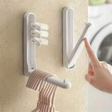 2 stuks ruimtebesparende opvouwbare kledinghangers, organizer met haken, verwerkt plastic huishoudrek, opvouwbare kledinghangers
