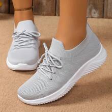 أحذية رياضية نسائية قابلة للانزلاق بشكل سلس ذات قاع مريح وغير قابل للانزلاق، مصنوعة من شبكة تنفس، مناسبة للتشغيل والربيع والصيف - رمادي - مشاهدة 1