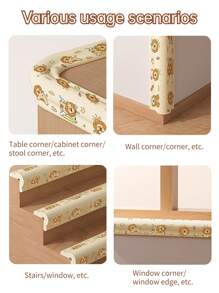 2 Meters Long Beige Baby Anti-Collision Strip, Anti-Collision Corner Cloud-Shaped Foam Elastic Material, Cartoon Design, Free Cutting, Self-Adhesive, Easy To Use After Tearing, Not Easy To Leave Marks Table Corner Protection Anti-Knock Furniture Protective Cover