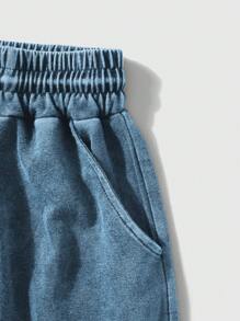 2 peças/Conjunto Shorts Esportivas e Casuais Vintage Lavadas para Homens