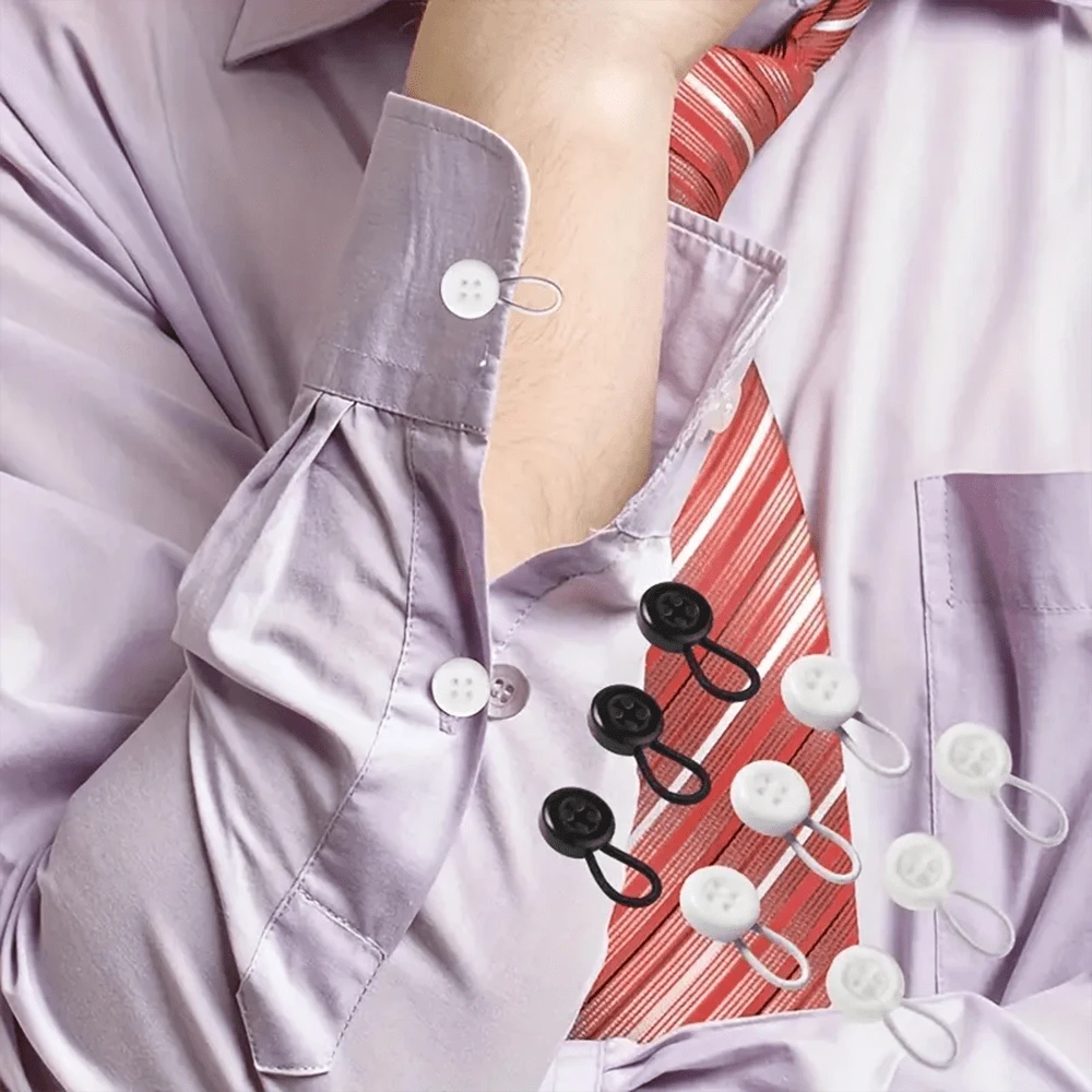 8/9Pcs Clip-On Button Extenders, Adjustable Shirt Collar & Cuff Stretch Sewing-Free Buttons - Multicolor - View 1