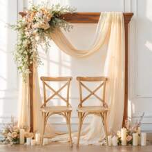 1 tấm vải trang trí cổng cưới màu sâm panh, kích thước 28 inch x 19 feet; 1 tấm rèm phông nền cổng cưới trong suốt màu trắng ngà, thích hợp cho lễ cưới, trang trí trần nhà tiệc tùng. - Rượu sâm banh - Xem 3