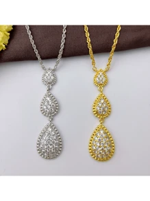 波西米亚风假日风格三滴吊坠项链时尚优雅节日派对流苏锁骨链女士别致优质珠宝