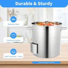 30 Quart 35L Commercial Grade Stockpot 201 Stainless Steel Stockpot Heavy-Duty Canning Pot Soup Pot Induction Pot With Lid And Riveted Handles For Soup Seafood Stock Canning Silver - 1 - View 2