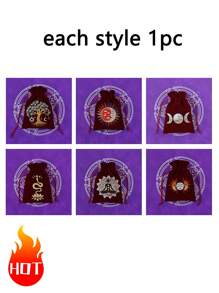 1/6pcs Hot Stamping Velvet Drawstring Pouches - Jewelry Bag - Polyester Tarot Pouch With Astrological, Celestial, And Tree Of Life Designs - Multipurpose Storage For Jewelry, Dice, Cosmetics - Perfect Gift For Travelers & Occult Enthusiasts - A2 - View 19
