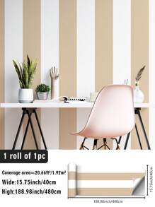SUPSTICKER 1roll 47.2*15.8inch PVC Wall Paper, Striped Pattern Waterproof Wall Decal For Home Decor,Renovation Stickers Peel Wall Panels,Wall Paper, Wallpapers,Spring Decoration Items Refesh Your Home,Rama Decoration Stickers Gifts Birthday Graduation