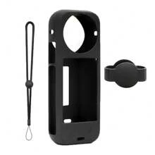 Silicone Protective Case For Insta 360 X4 With Lens Cap Hang Rope Soft Protective Sleeve Body Cover For Insta360 X4 Accessories - Black - View 1
