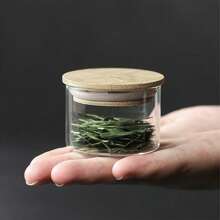 40ml/80ml Mini Glass Storage Jar With Bamboo Lid, Tea Canister, Airtight Glass Jar With Soft Cork Lid, Coffee Bean & Dry Fruit Storage Containers, Suitable For Home Kitchen, Living Room, Organic Food Storage
