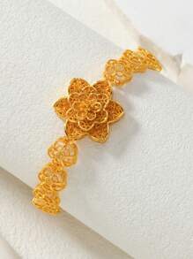 1 件斋月迪拜风格镂空梅花链 24K 镀金女士手链 - 金黃色 - 查看 1