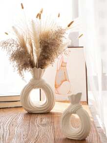 Wabi-Sabi Style White Decorative Vase, High-End Aesthetic Flower Vase For Room Decor, Nordic Style Dining Table Centerpiece, Modern Simple Creative Vase Decor For Living Room, Foyer, TV Cabinet Gifts Birthday Graduation