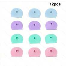 12 PIEZAS/8 PIEZAS/4 PIEZAS Cubiertas elásticas de silicona de colores surtidos para llaves, Portallaves de PVC impermeables, Organizadores de identificación de llaveros, Accesorios escolares y de coche, Regalos lindos góticos y Y2K para madre, padre, graduación y maestro - Multicolor - Ver 1