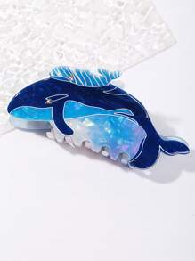 1 件新款海洋鲸鱼水钻装饰发夹，适合日常和度假，女孩发饰