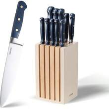 CAROTE 11 Pieces Knife Set With Block For Kitchen, Stainless Steel Razor-Sharp Blade, Triple Riveted Ergonomic Handle, Wooden Magnetic Block, Essential Knife Block Set, Beigeprompt Goods - Blue-wS - View 1