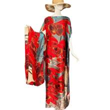 Oversized Cover-Up Beach Dress Robe, Loose Fit Anti-UV Women Bikini Coverup With European And American Placement Print Sexy Style Beach Accessories