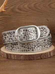 1pc Punk Style Metal Rivet & Rhinestone Decorated TPE Waist Belt, Matching With Jeans Summer, School Fall, Autumn, Halloween - Multicolor - View 1