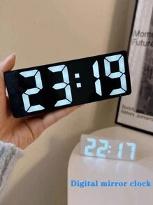1 pièce Horloge réveil LED 3D numérique avec veilleuse, silencieuse, horloge électronique simple, horloge de bureau, horloge murale à brancher, ornement de bureau d'ordinateur, ambiant, horloge numérique 3D lumineuse, décoration de veilleuse pour chambre à coucher, salle de jeux e-sports