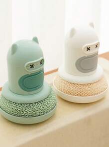 2件装新款锅刷厨房卡通按压式刷子自动加液锅具可爱清洁刷锅具清洁刷