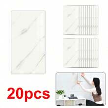 20PCS Self-Adhesive Black Marble PVC Cladding Wall Panels For Kitchen Bathroom Carnival Home Sticker - Blanco - Ver 3